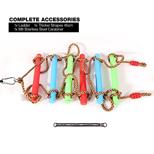 RedSwing 6.6 Ft Climbing Rope Ladder for Kids, Climbing Ladder for Swing Set, Hanging Rope Ladder with 1 Strap, Great for Play Set, Outdoor, Tree House, Playground, Ninja Slackline