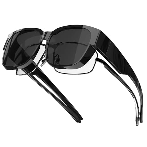 Bloomoak Polarisiert Sonnenbrille Überbrille für Brillenträger Herren Damen, Überziehbrille Unisex Brille mit UV400 Schutz, Fit-over Polbrille für Autofahren Angeln Golf