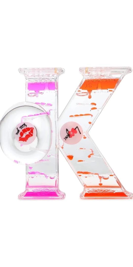 Decorative Letter K Liquid Motion Timer, Pink and Orange, Dual Chamber Design