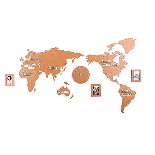 Horloge de carte du monde en bois pour decorer un bureau elegant et silencieux