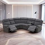 SITYRUBE Manual Reclining Sectional Sofa Set, L-Shaped Recliner Sectional Couch, 5-Seater Living Room Furniture Set, with Storage/Cup Holders for House/Apartment/Home Theater(Dark Grey)