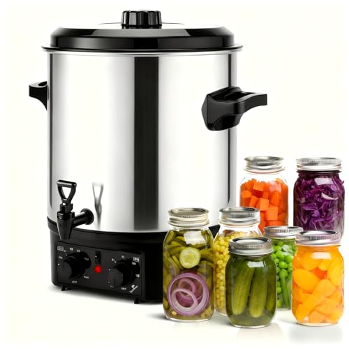GOKINDOR 27QT Electric Automatic Water Bath Canner with Temperature Control (86-212°F)&Timer (20-180min), Includes Rack & Lid, Overheat Protection, Keep Warm Function for Canning, Slow Cooking
