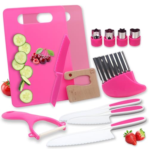 Montessori Kitchen Tools Toys Gifts for Kids Girls 4 5 6 7 8 9 10 Years Old, Real Cooking Safe Knives Set, Birthday Gift for Kids