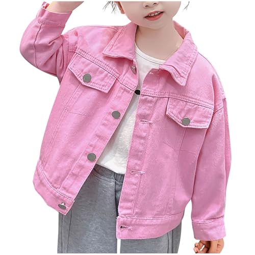 Chaquetas de mezclilla rasgadas para niñas, lindos abrigos de mezclilla de color caramelo, chaquetas Truker de invierno y otoño, chaquetas de manga larga con botones, ropa casual para niñas de 1 a 12