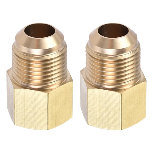 Image of YOKIVE 2 Pcs Pipe Fitting, Brass Tube Adapter Connectors, Great for Hydraulic Applications (1 /2 SAE Flare Male & 3 /8 SAE Female)