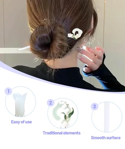 Image of Hair Stick for Bun, 3Pcs Hair Pins for Women, Juda Stick for Hair Bun with Elegant Design, Chinese Hair Pin for Everyday and Special Occasions