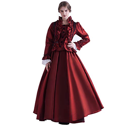 Preisvergleich Produktbild GRACEART Damen Gothic Viktorianisches Kleid Renaissance Maxi Kostüm (XXL, Rot)