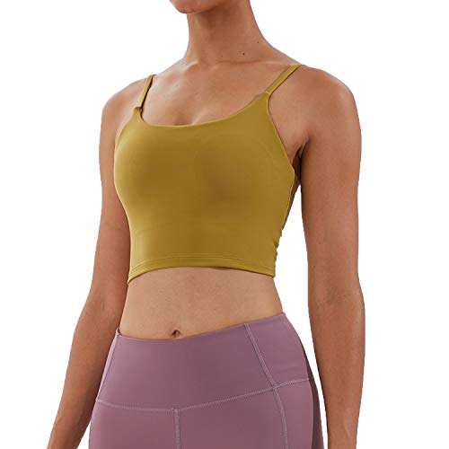Image of Women's Strappy Stretch Sports Bra Longline Yoga Tank Top Fitness Bra Workout Camisole Crop Tops for Teen Girl