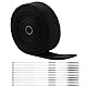 FAAING 15m x 50mm Hitzeschutzband Basaltfaser, Schwarz Hitzeschutzband Auspuff mit 10 Edelstahl Kabelbinder, Fiberglas Auspuffband für Motorrad Fächerkrümmer Krümmerband Thermoband