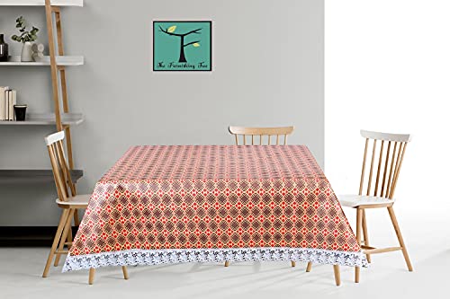 Image of The Furnishing Tree Waterproof Square Shaped 4 Seater Printed Center Table Cover Size 48x48 inches with White Border Lace