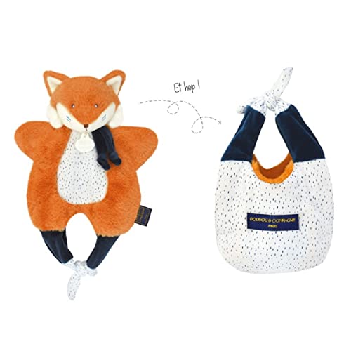 DOUDOU ET COMPAGNIE - Doudou Peluche Sac Renard- Tout Doux en Orange - Taille 30 cm - Collection Petits Futés - Idée Cadeau pour Enfants et Bébé - Garantie Doudou Perdu - DC3828