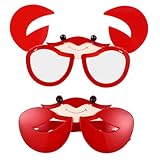 jojofuny 2pcs Crab Shaped Eyeglasses, Beach Sunglasses, Creative Eyeglasses, Novelty Party Glasses Costume Accessories Photo Props for Hawaiian Beach Theme Party Supplies