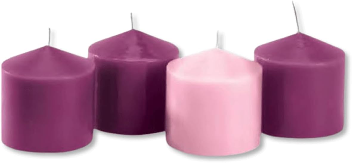 Avalon Gallery Advent Candle Set - Traditional Pink and Purple Candles for Christmas & Easter Holidays, 4-Count, 2.75" Pillars