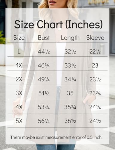 Image of JollieLovin Women's Plus Size Long Sleeve Lightweight Cardigans Open Front Casual Soft Drape Fall Dusters(3X,D-Khaki)