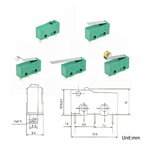 Interrupteur de fin de course 250VAC mini microswitch SPDT pour impression 3D et robotique