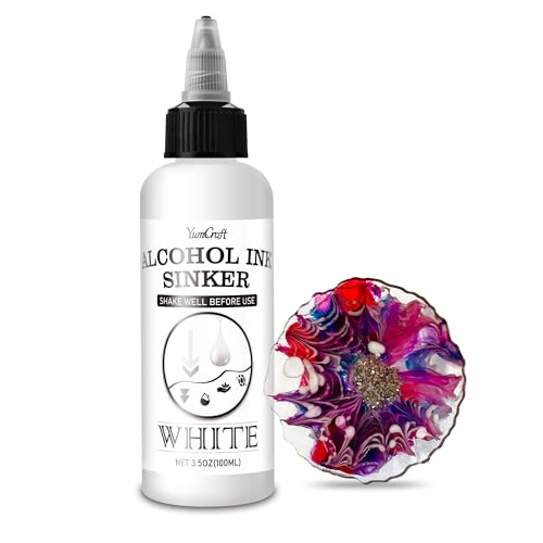 Alcohol Ink, 100ML Alkohol Tinte für Epoxidharz, Weiß Konzentrierte Epoxidharz Malerei Farbfarbe für Fluid Art und Kalligraphie und Kunstprojekte, Untersetzer, Acrylmalerei, Becherherstellung