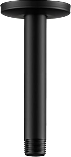 Vista 27 de OFFO Brazo de ducha con brida, 6 pulgadas de níquel cepillado para montaje en techo, cabezal de ducha de lluvia de repuesto, brazo recto montado