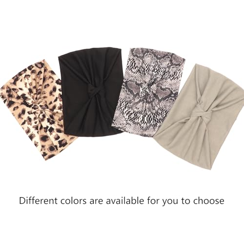 Image of DRESHOW 4 Pack Turban Headbands for Women Wide Vintage Head Wraps Knotted Cute Hair Band Accessories