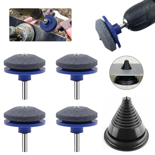 Afilador de Cortacésped,4 Piezas Afiladoras per Herramientas de Jardín,Accesorio de Taladro Afilador de Cuchillas Para Segadoras,Herramienta Industrial para Afilar Hojas de Césped.