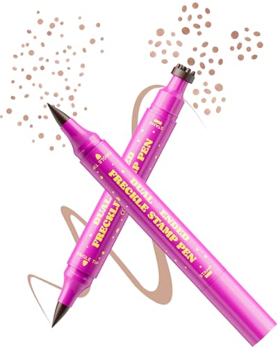 Berinist Upgrade Dual Ended 2-in-1 Faux Freckle Stamp Pen Waterproof Fake Freckle Pen with Multi-Prong Freckles Stamp Head for Women to Easily Create Natural Long-Lasting Sunkissed Makeup
