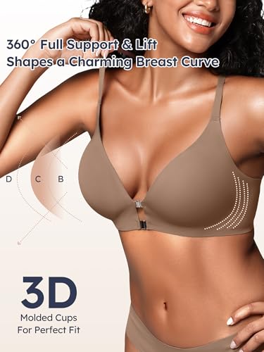 Image of Racerback Bras with Metal Magnetic Front Closure - S-XL Wireless for Women No Underwire Seamless Supportive Bralettes
