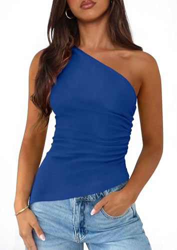 Image of PRETTYGARDEN One Shoulder Summer Tops for Women