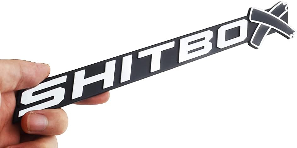 2 Pcs SHITBOX Truck Exterior Emblems 3D Badge Sticker Decal Compatible with Universal Cars (Chrome Black)