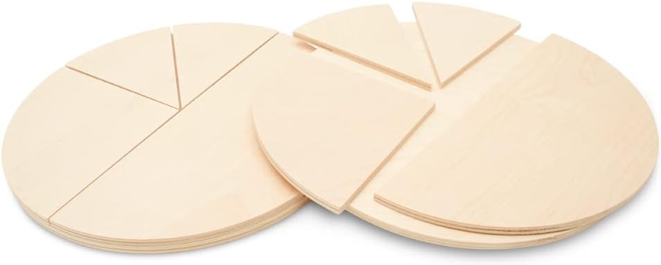 Fraction Math Manipulative Pie Chart Set 10 inch, Pack of 1 Pizza Fractions Shapes for Teaching Time and Homeschool, by Woodpeckers