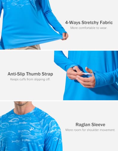 Image of Pudolla Men's Sun Protection Shirts UV SPF UPF 50+ Rash Guard Long Sleeve Lightweight Quick Dry Brethable Swimming Fishing