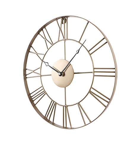 Image of 18 inch Antique Gold Skeleton Metal Wall Clock for Home Office Decor