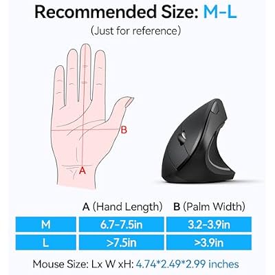 TECKNET Ergonomic Mouse, Wireless Bluetooth Vertical Mouse, 4800 DPI Optical Tracking, 6 Adjustable DPI, Quiet Clicks, 2.4GHz with USB A Receiver, 12 Months Battery, 6 Buttons, Wide Compatibility