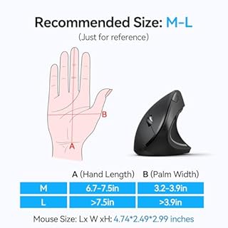 TECKNET Ergonomic Mouse, Wireless Bluetooth Vertical Mouse, 4800 DPI Optical Tracking, 6 Adjustable DPI, Quiet Clicks, 2.4GHz with USB A Receiver, 12 Months Battery, 6 Buttons, Wide Compatibility