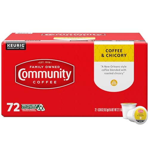 Image of Community Coffee Coffee & Chicory 72 Count Coffee Pods, Medium-Dark Roast, Compatible with Keurig 2.0 K Cup Brewers, 72 Count (Pack of 1)