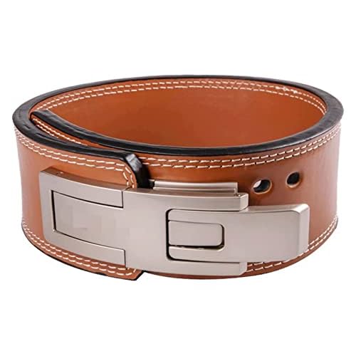 Weight Belts Fitness Belts for Men Cowhide Leather Powerlifting Lever Buckle Workout Squat Deadlift Professional Waist Support Belt (Color : Braun, Size : 70-85cm)