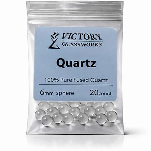 Victory Glassworks Clear Quartz Balls (6mm Pack of 20) Optical Grade Fused Silica Glass Spheres for Jewelry Making Crafts Boiling Stones No Hole