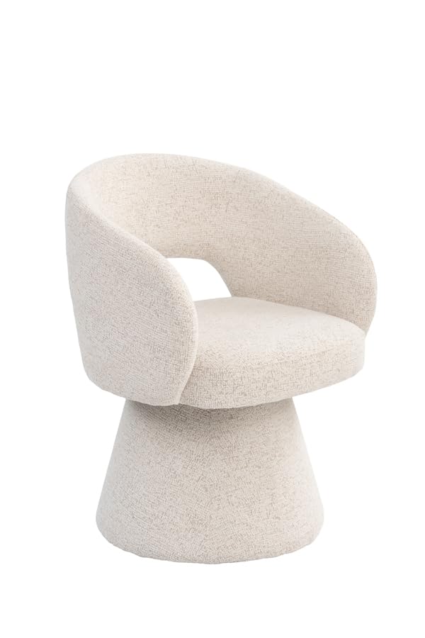 MY Furniture Huxley Dining Chair – Oatmeal, Contemporary Chenille Upholstered Swivel Chair, Foam Padded Seat & Back, Sculptural Figure-Hugging Form, 360° Swivel, Fully Assembled — image 1