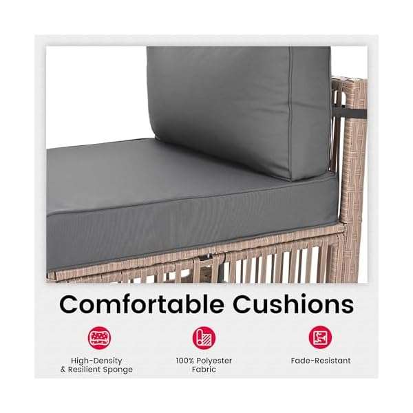 Pamapic 7 Pieces Outdoor Sectional Set, All-Weather PE Rattan Patio Conversation Set, Wicker Adjustable Patio Furniture Set with Washable Cushions Covers and Coffee Table, Brown Rattan, Gray Cushion - Image 7