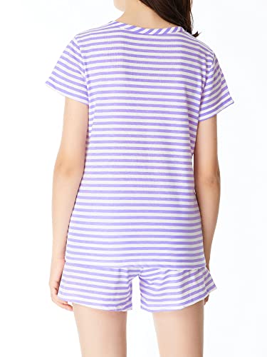 Cozchique Summer Pajamas for Girls – Stripe & Glittering Heart PJS Pal Cute Jammies Set Big Kids Size 4T-184