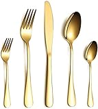 Sugoiii 30 Stücke umfassen: 6 von jedem, Abendessenlöffel, Abendessen-Gabel, Abendessen-Messer, Teelöffel, Tee-Gabel