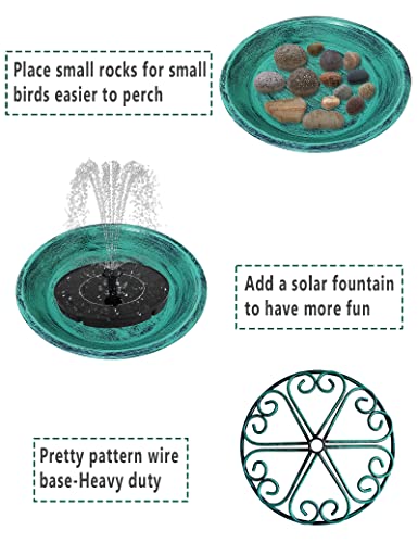 Keygift Metal Bird Baths For Outdoors, 25.5” Height Green Sturdy Pedestal Bird Feeder Birdbath For Garden Backyard #TOP2