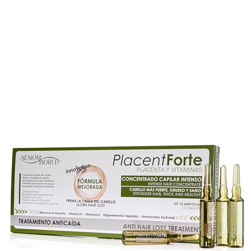 Tratamiento Anticaída PlacentForte Placenta y Vitaminas 12 ampollas sesioMWorld®, 10 mililitro, 1