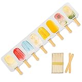 MOTZU Ice Cream Bar Mold, Silicone Ice Pop Mold Popsicle Molds,DIY Ice Cream Maker with 60pcs Wooden Sticks ，Classic Oval,Non Stick (Classic Oval)