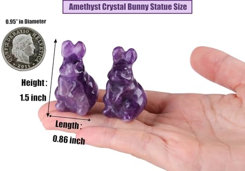 DUQGUHO Bunny Decor Easter Rabbit Decor Crystals Easter Gifts Decoration Bunny Statue Amethyst Crystals Figurines Bunny 1.5’’ - Image 4