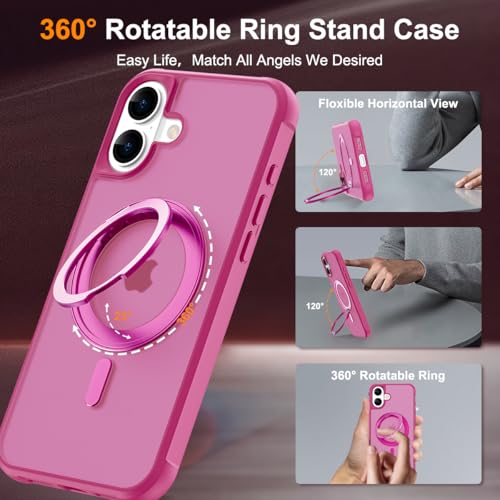 Image of Compatible with iPhone 16 Plus Case with Stand 6.7 inch,Rose Red