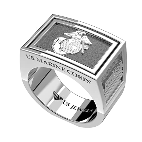 Men's Heavy 0.925 Sterling Silver US Marine Corps USMC Military Ring Band, Sizes 8-13 - Image 5