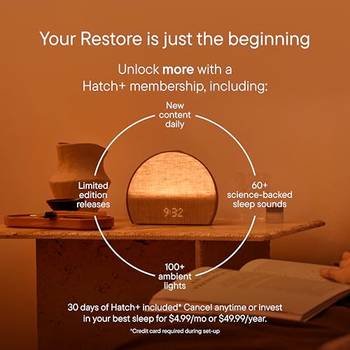 Image of Hatch Restore 3 Sunrise Alarm Clock, Sound Machine, Smart Light (Putty) - White Noise, Screen-Free Sleep Routine