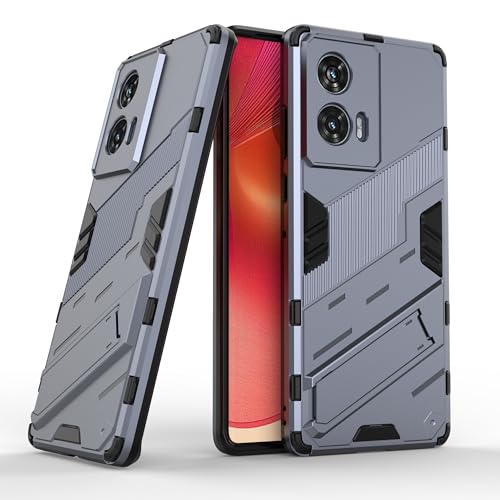 Image of Back case Plastic Shock Proof & Kickstand with Camera Protection Hybrid Back Cover Case for Motorola Edge 50 Fusion, Motorola G85 5G (Grey)