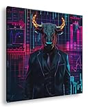 deyoli Börsen-Bulle – Eleganz und Macht im digitalen Finanzmarkt. Format: 60x60cm XXL Kunstdruck Motiv auf Holzrahmen/Leinwandbild/Wandbild/Wohnzimmer Dekoration