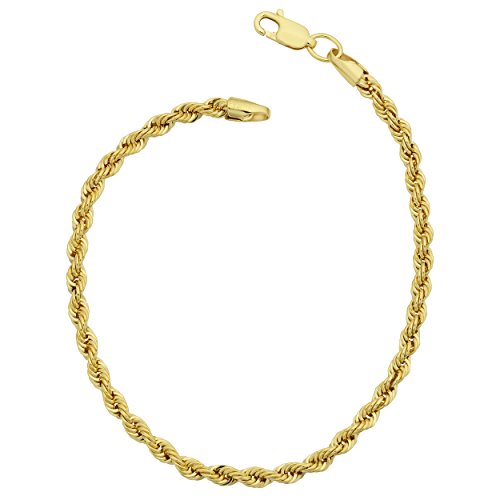 Kooljewelry Mens 14k Yellow Gold Filled .2 mm Rope Chain Bracelet
