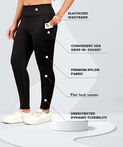 Image of NEVER LOSE Thick High Waist Yoga Pants with Pockets, Tummy Control Workout Running Yoga Leggings for Women